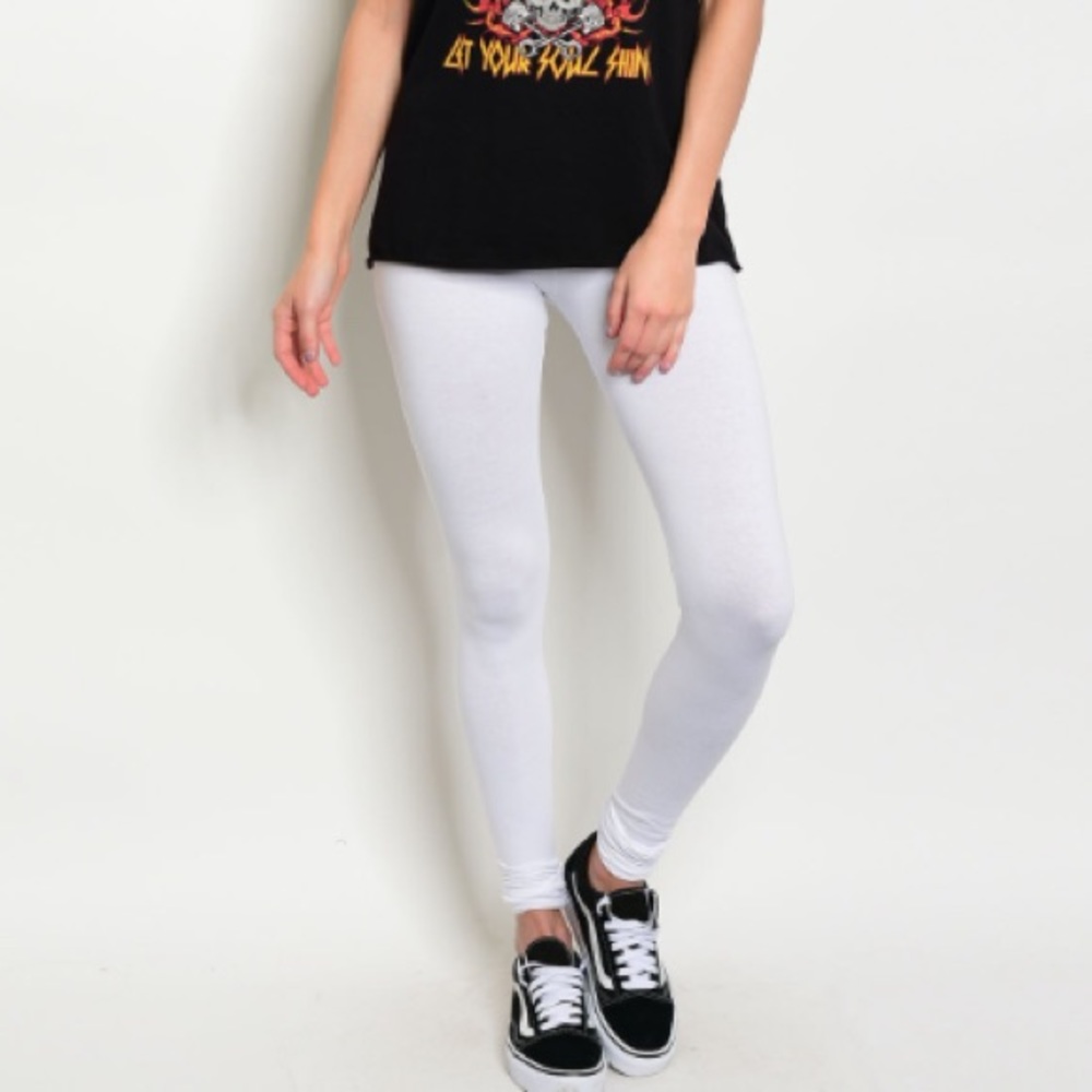 White Elastic waistband leggings - Picture 2 of 7